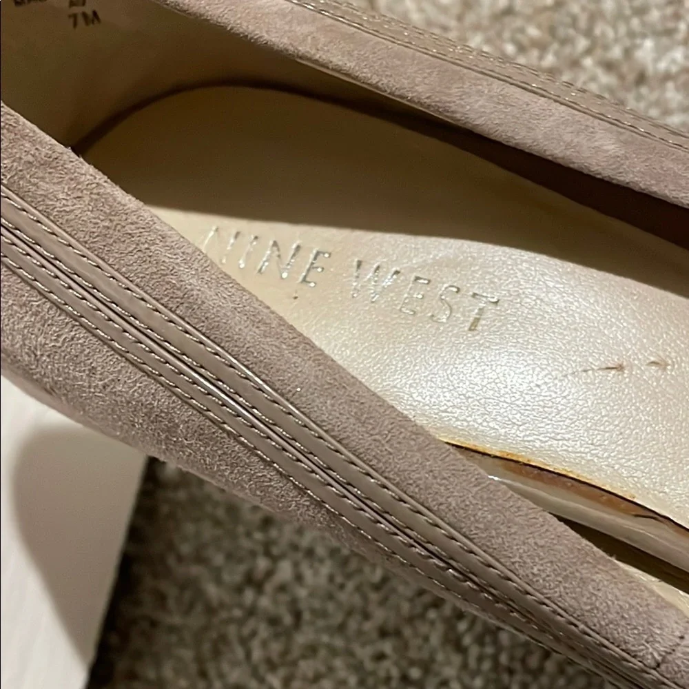 Nine West Taupe Heels Classic Suede Pumps